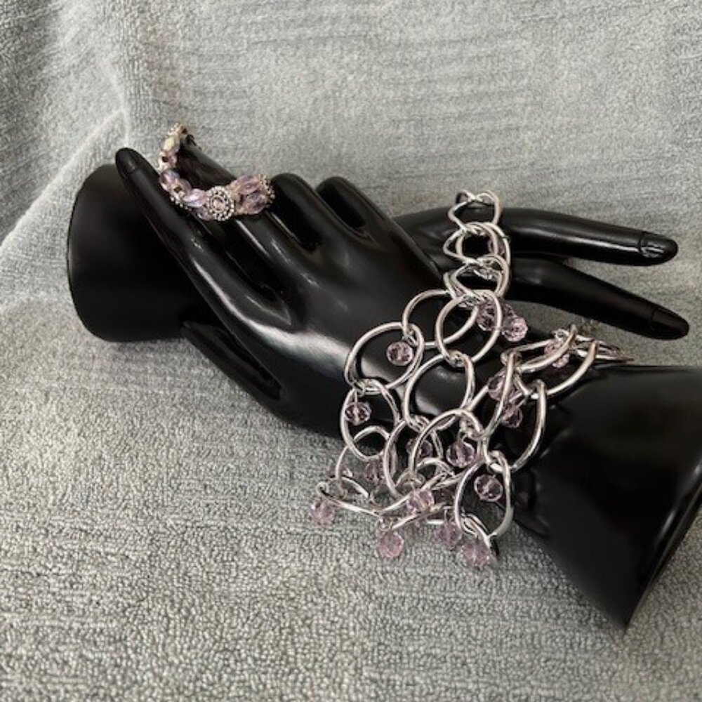 Pink & Silver Necklace and Bracelet - Picture 5 of 6